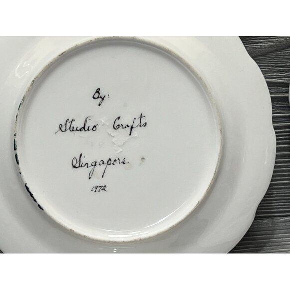 Studiocraft Singapore Handpainted 6” Decorative Plates Set of 4 Vintage 1972 - Picture 9 of 9
